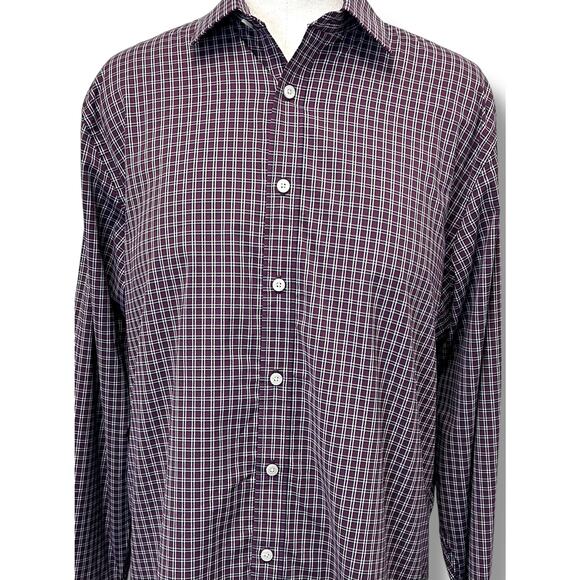 Untuckit Mens Vigneti Large Check Plaid Button-Down Shirt Nylon/Elastane - Picture 2 of 10